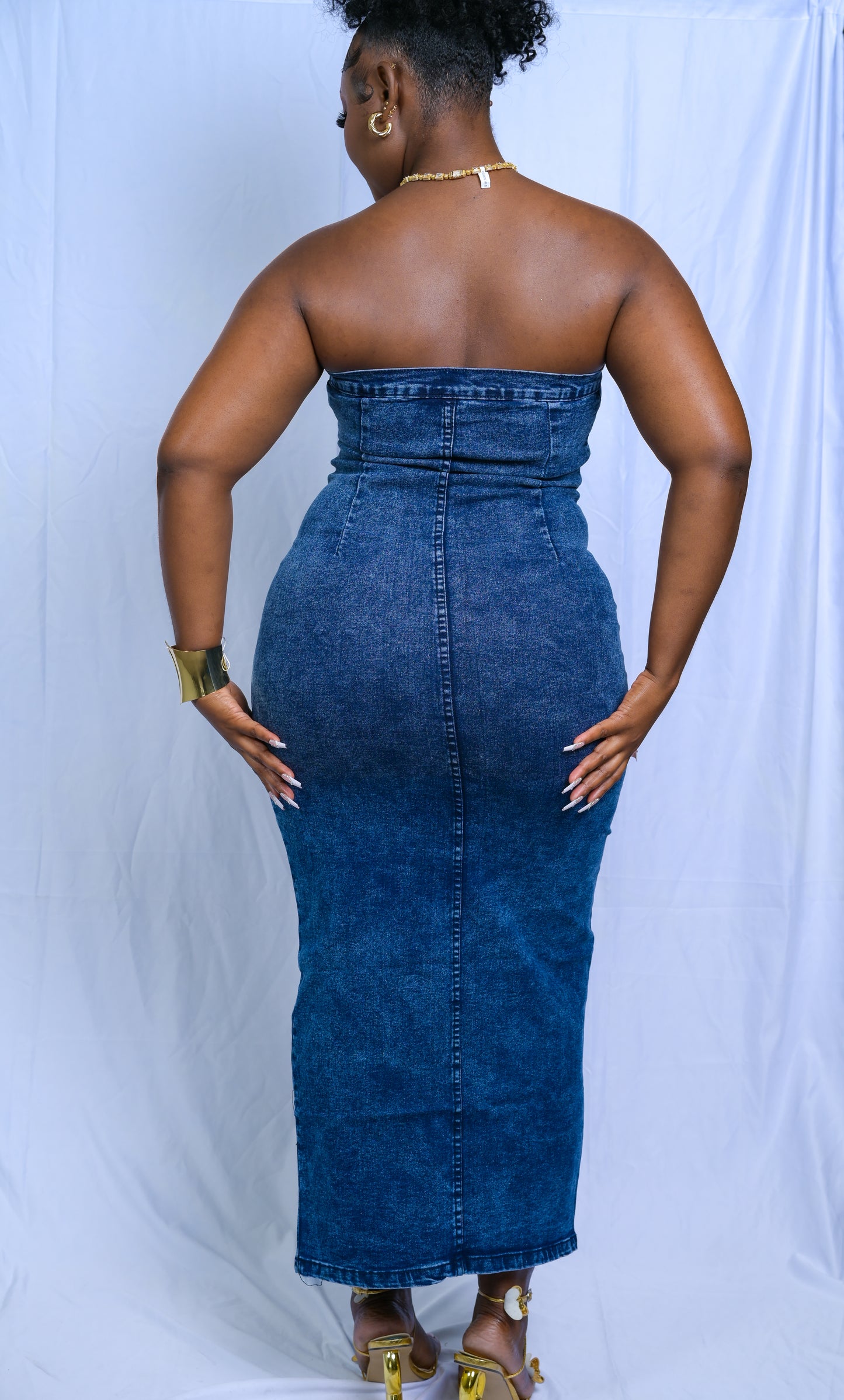 Figure I’m Right Strapless Jeans Dress - J100054