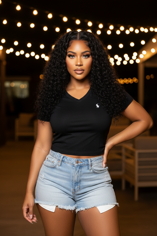 Looking Like a Snack V- neck Crop Top - T100014