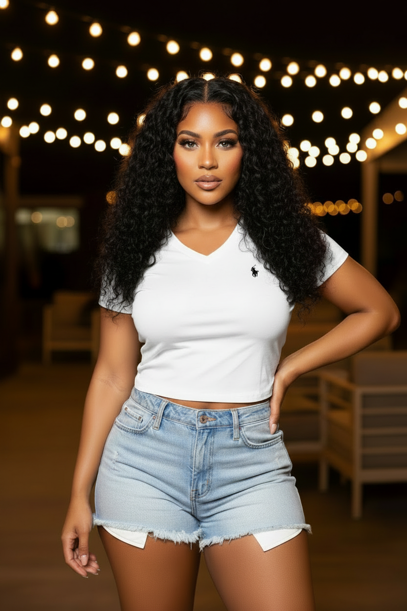 Looking Like a Snack V- neck Crop Top - T100014