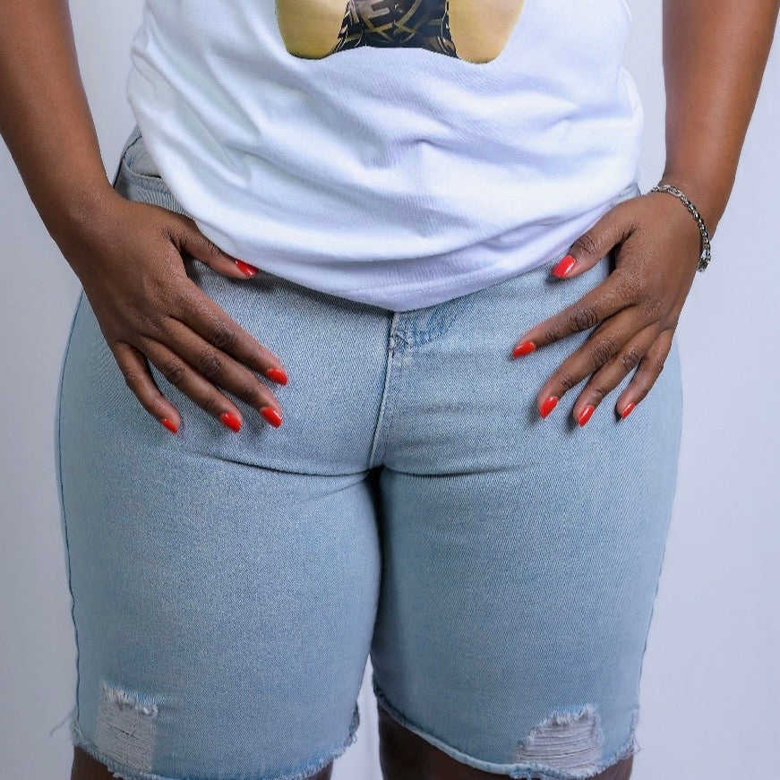 Body Talk Bermuda Distressed Shorts - J100073