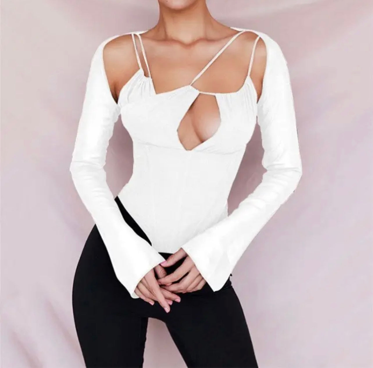 Hollow Out Mesh Sleeve Top