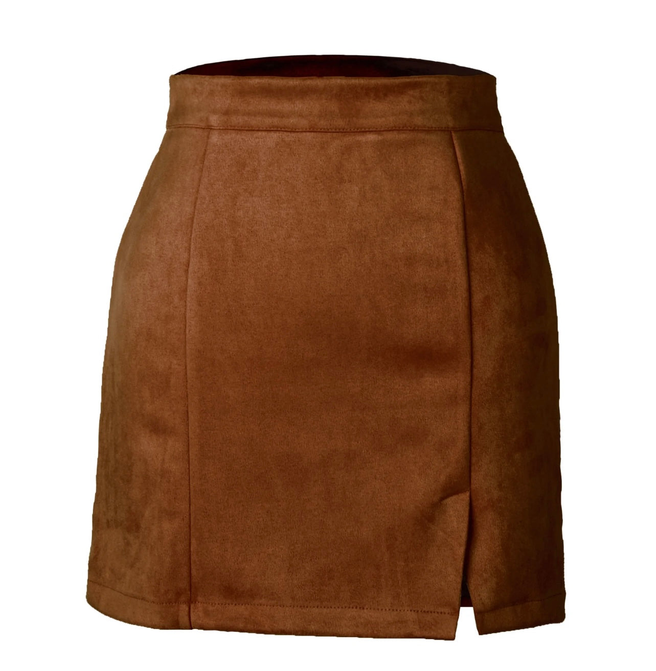 High waist slit skirt (brown)