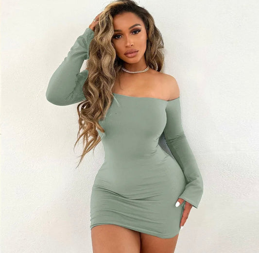 Long sleeve off-shoulder dress