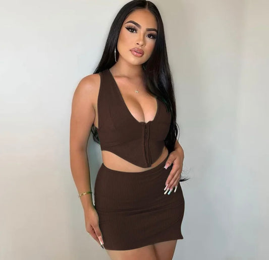 Vest mini skirt set